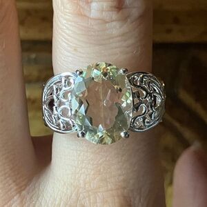 Yellow Labradorite Sterling Silver Ring Size 7.75